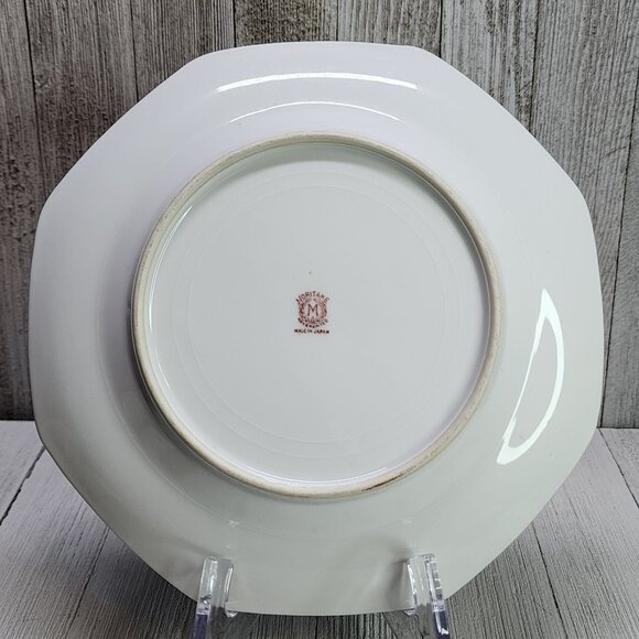 Noritake Hand Painted Octagon Dinner Plate Gold Rim 8'' Made in Japan - Picture 5 of 7